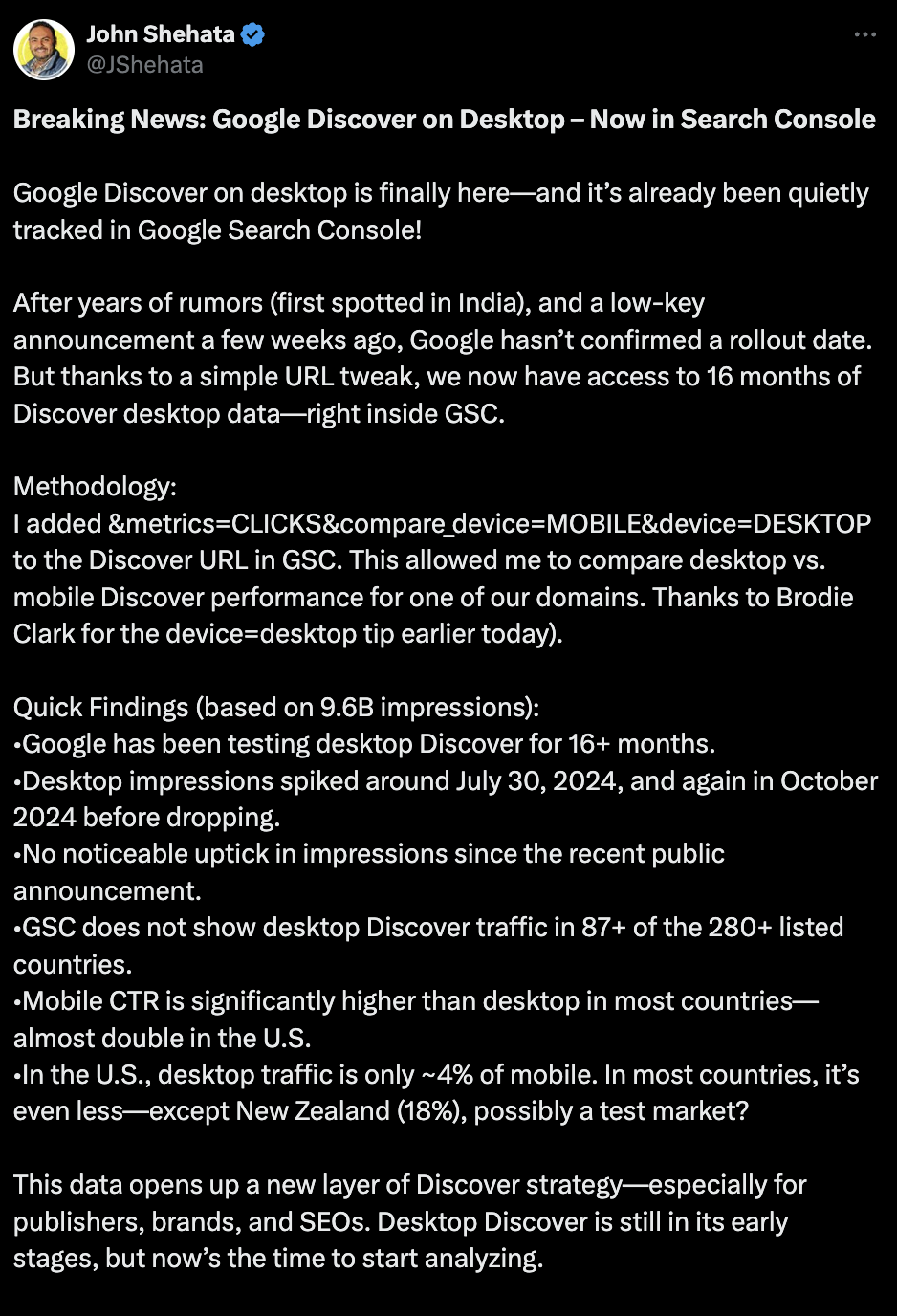 Google Discover: Vorbereitungen - John Shehata auf Twitter