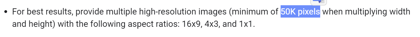 Google: Article Markup englisch - Mindestanzahl Pixel 50k