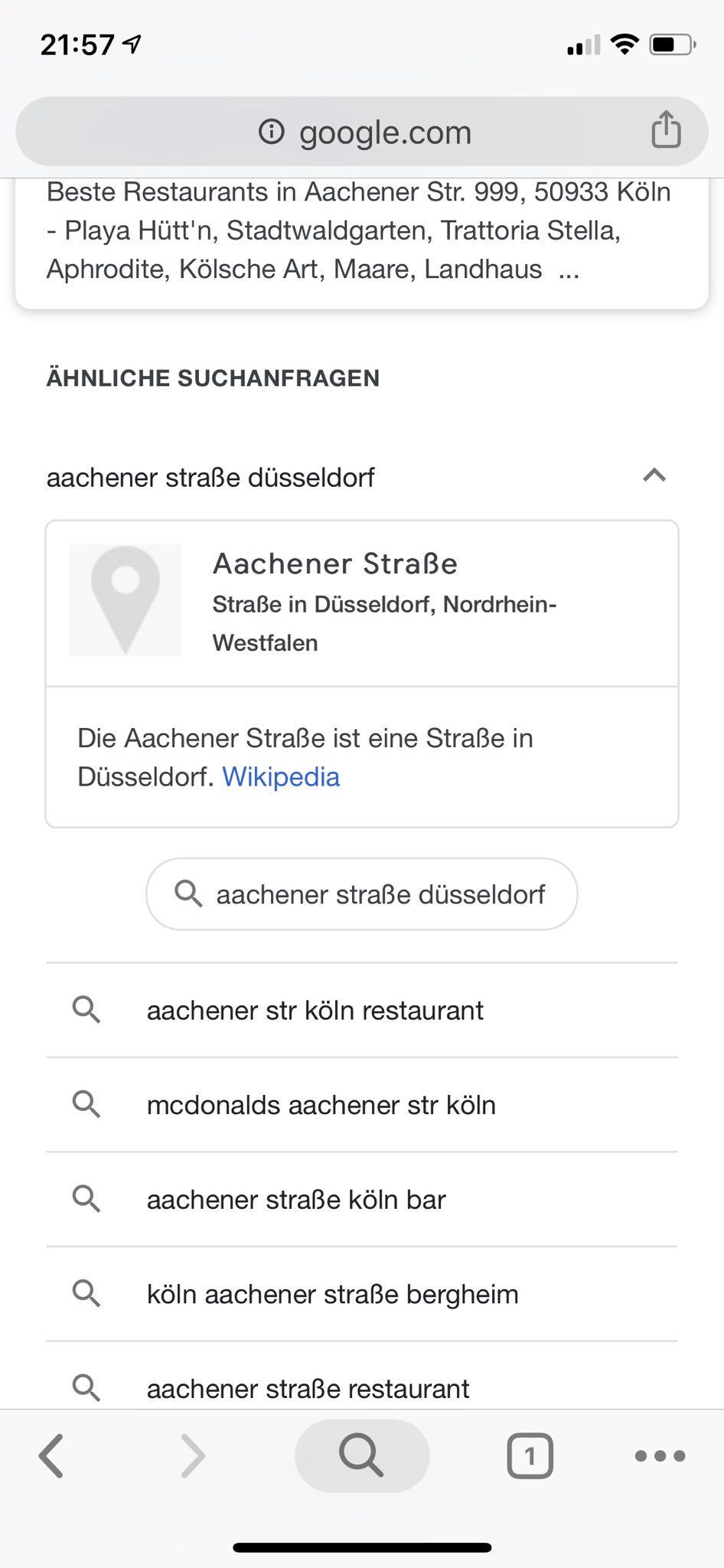 Google: Dropdown für ähnliche Suchanfragen