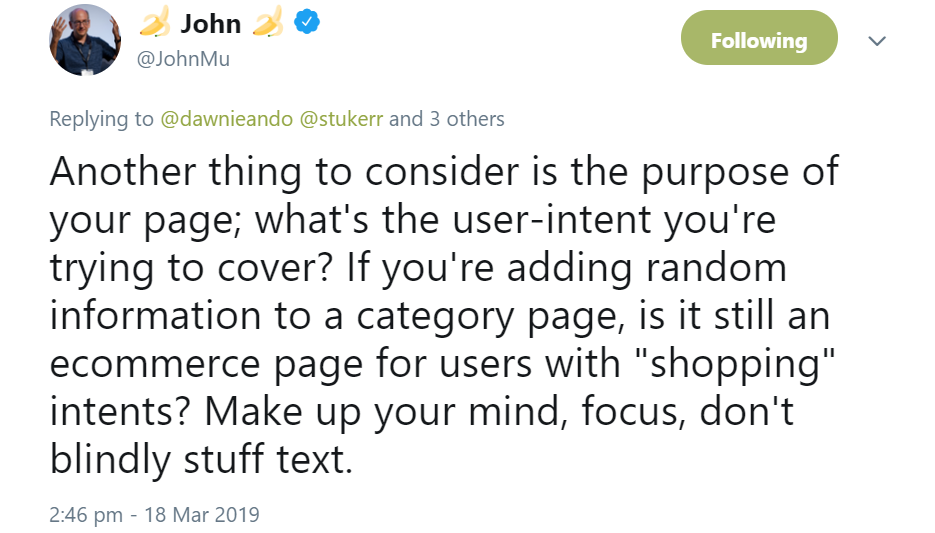Google: E-Commerce-Seiten nicht mit zufälligen Informationen beladen