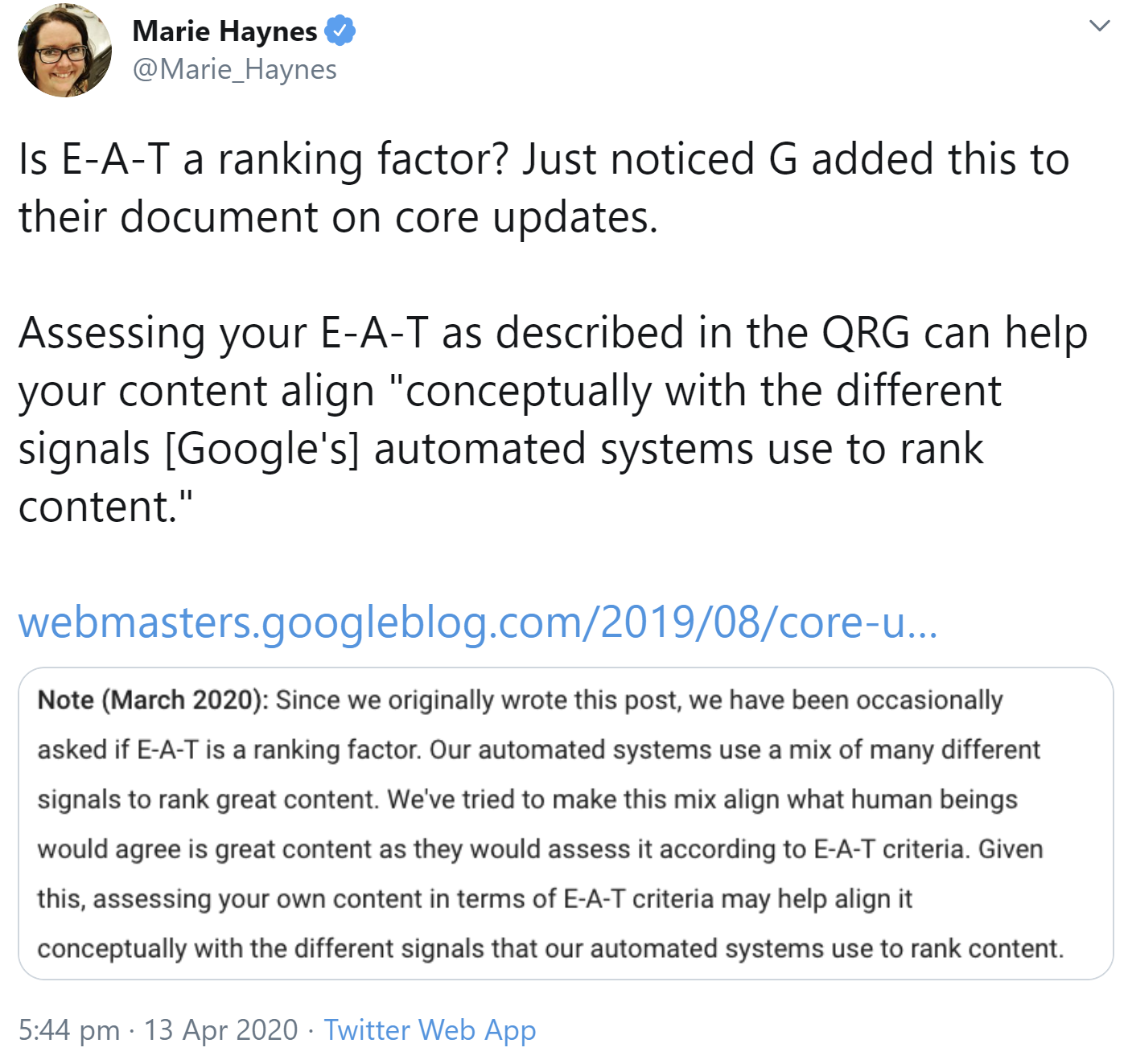 Google: Zusammenhang zwischen EAT und automatisierten Ranking-Signalen