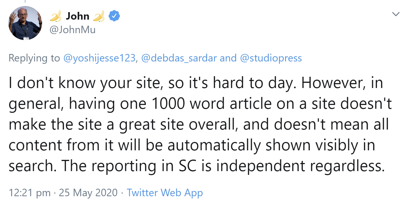 Google: Ein Artikel mit 1.000 Wörtern macht noch keine gute Website