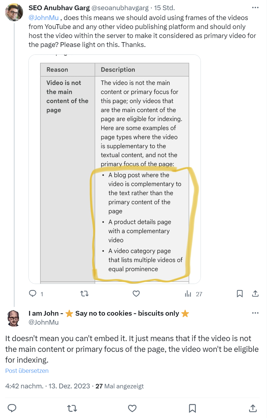 Google: Das Einbinden von Videos per iFrame ist auch weiterhin kein Problem