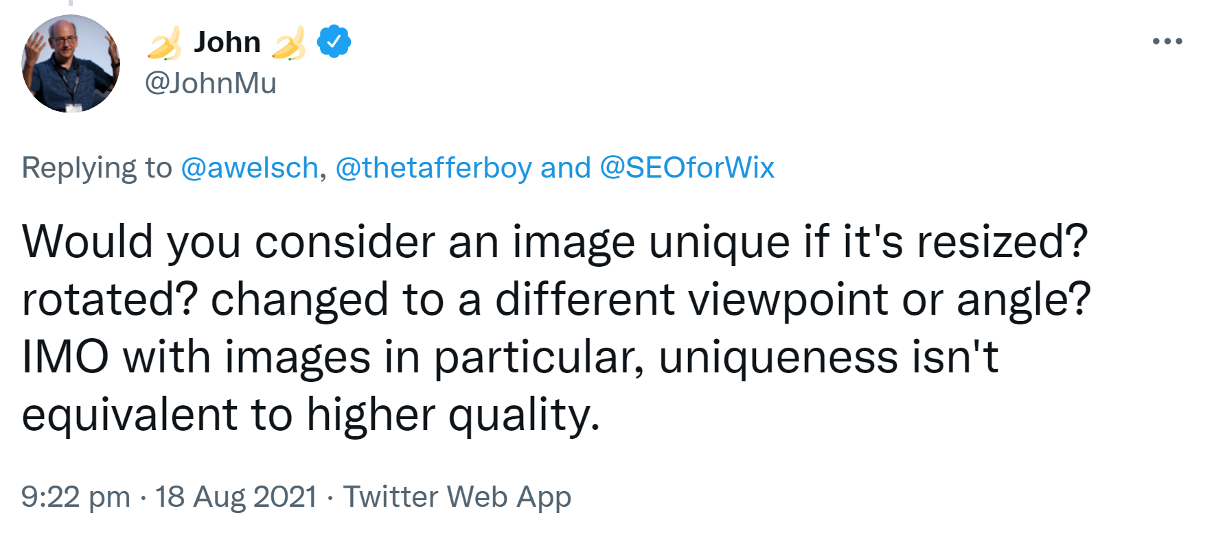 Google: Einzigartigkeit bei Bildern nicht gleichzusetzen mit Qualität