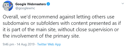 Google: Subdomains besser nicht anderen zur Verfügung stellen