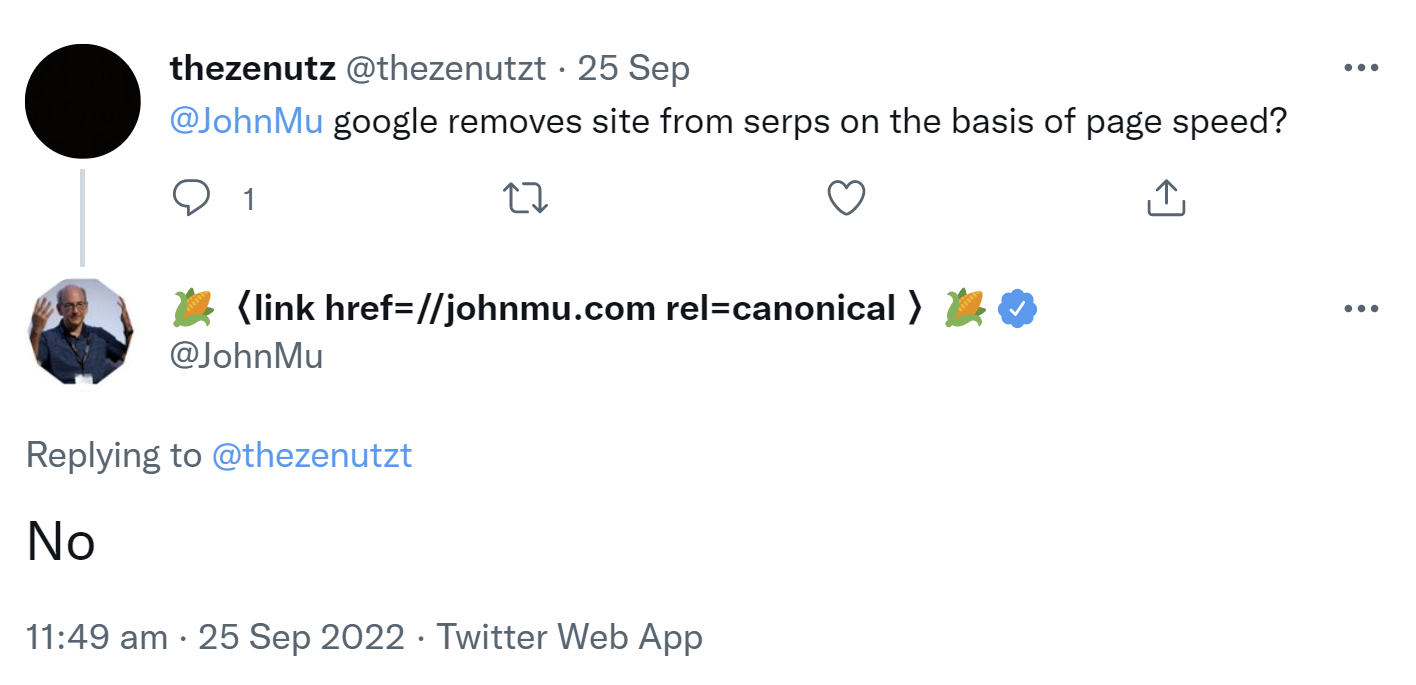 Google entfernt Seiten nicht wegen der Ladezeit aus den Suchergebnissen