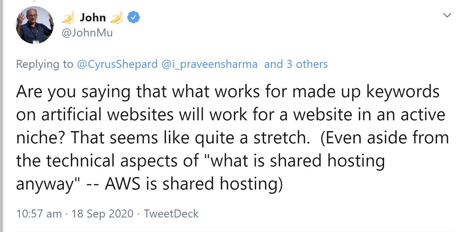 Google: Ergebnisse künstlicher Websites und Keywords nicht übertragbar auf die Suche