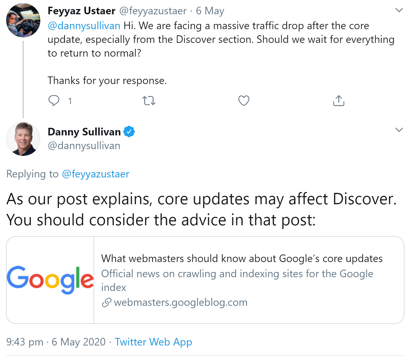 Google erinnert: Core-Updates können such auch auf Discover auswirken