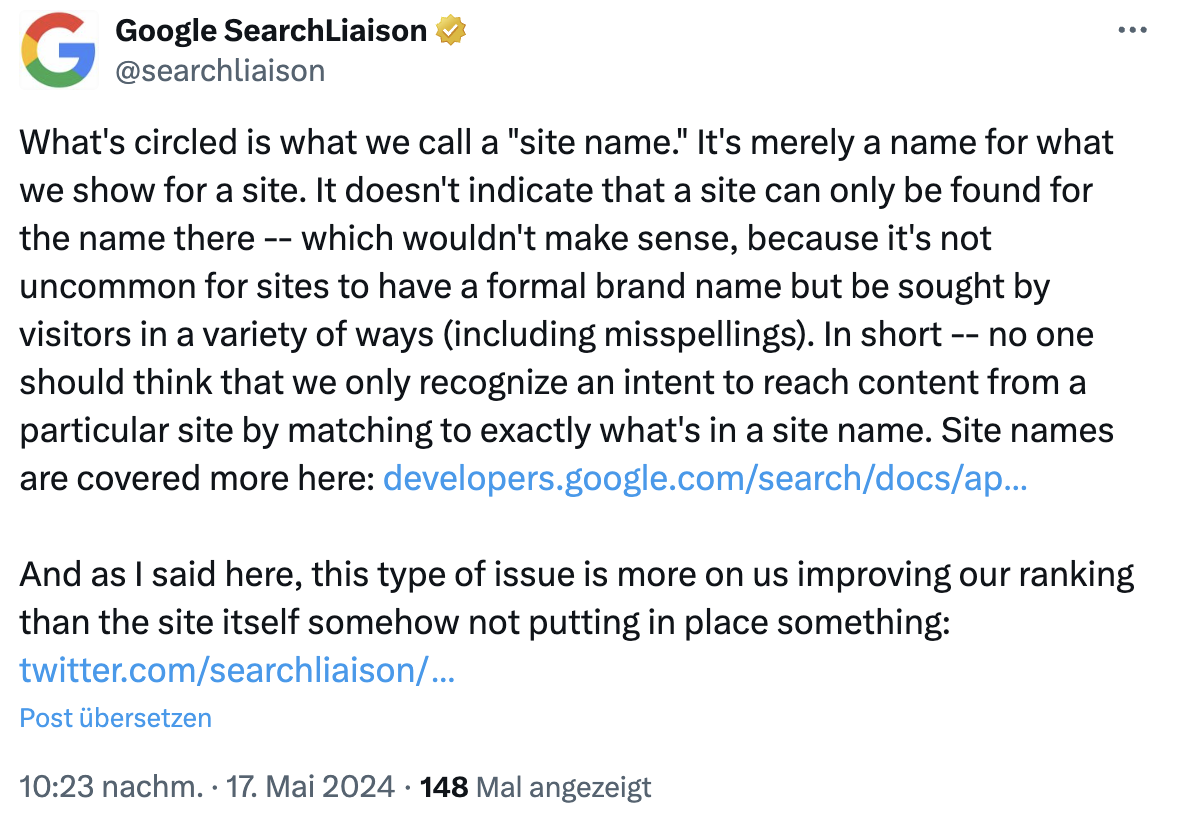 Google erkennt auf verschiedene Weisen, dass Inhalte einer bestimmten Website gesucht sind
