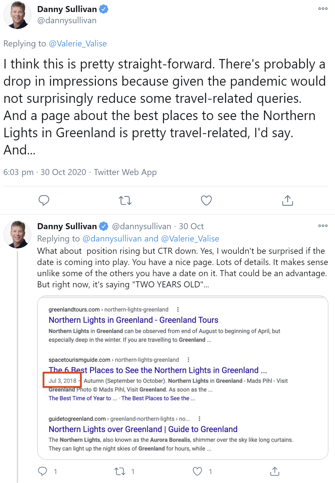 Google: Erstellungsdatum in den Suchergebnissen möglicher Grund für geringe CTR?