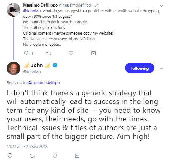 Google: Es gibt keine allgemeine Strategie für den langfristigen Erfolg einer Webseite