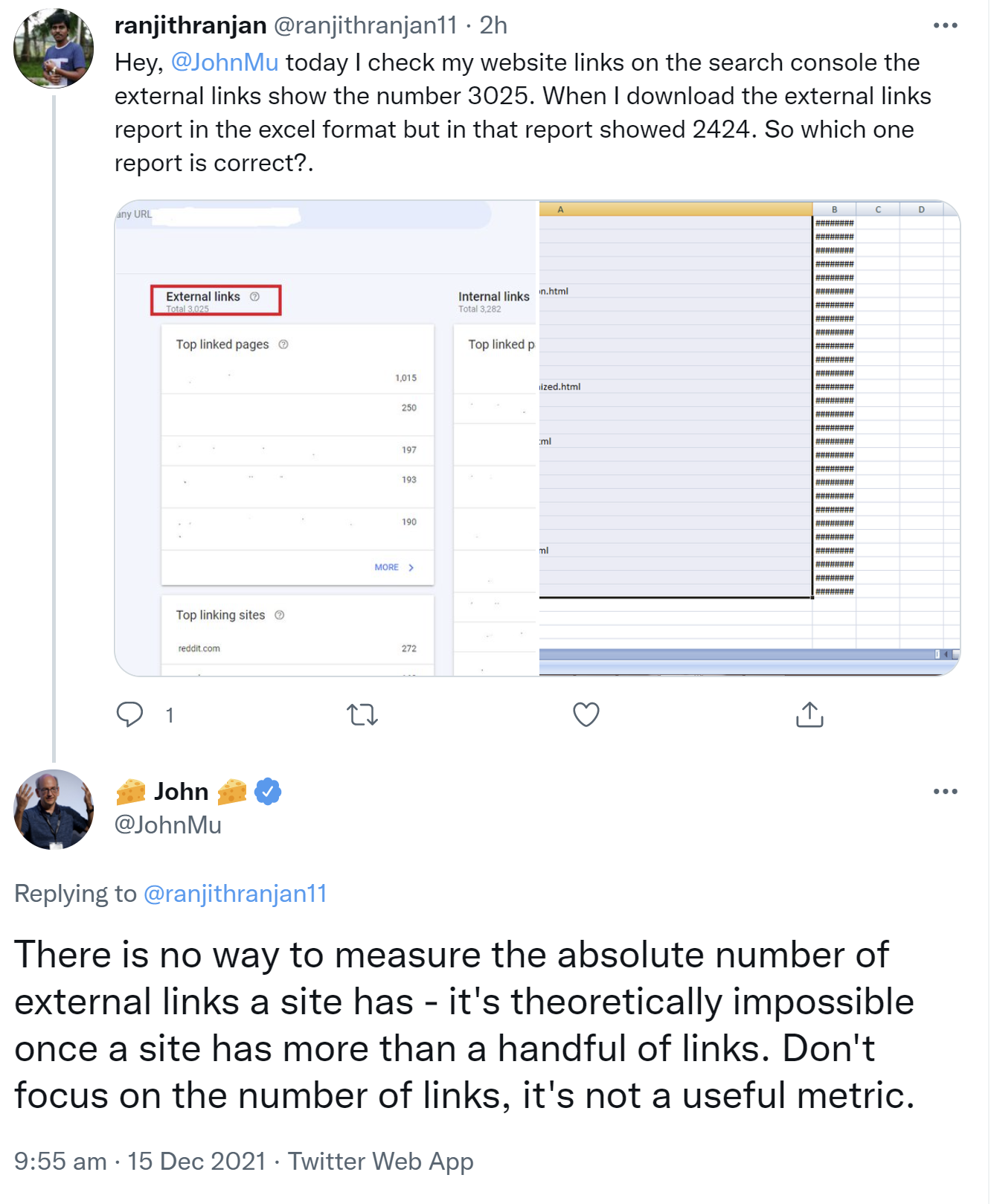 Google: Es ist unmöglich, die absolute Anzahl von Links einer Website zu erfassen