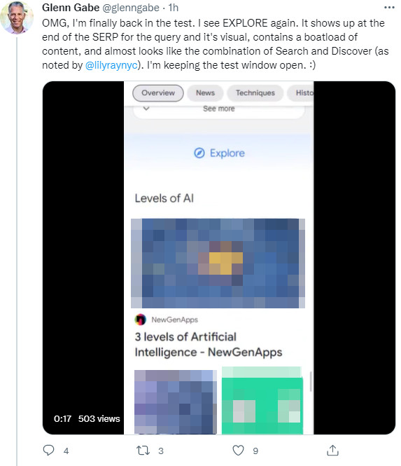 Google Explore am Ende der Suchergebnisse