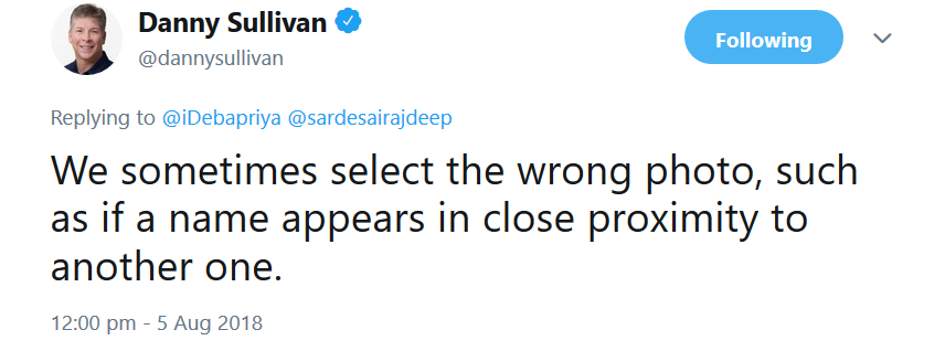 Google: falsches Bild im Knowledge Panel wegen Nähe zu Text