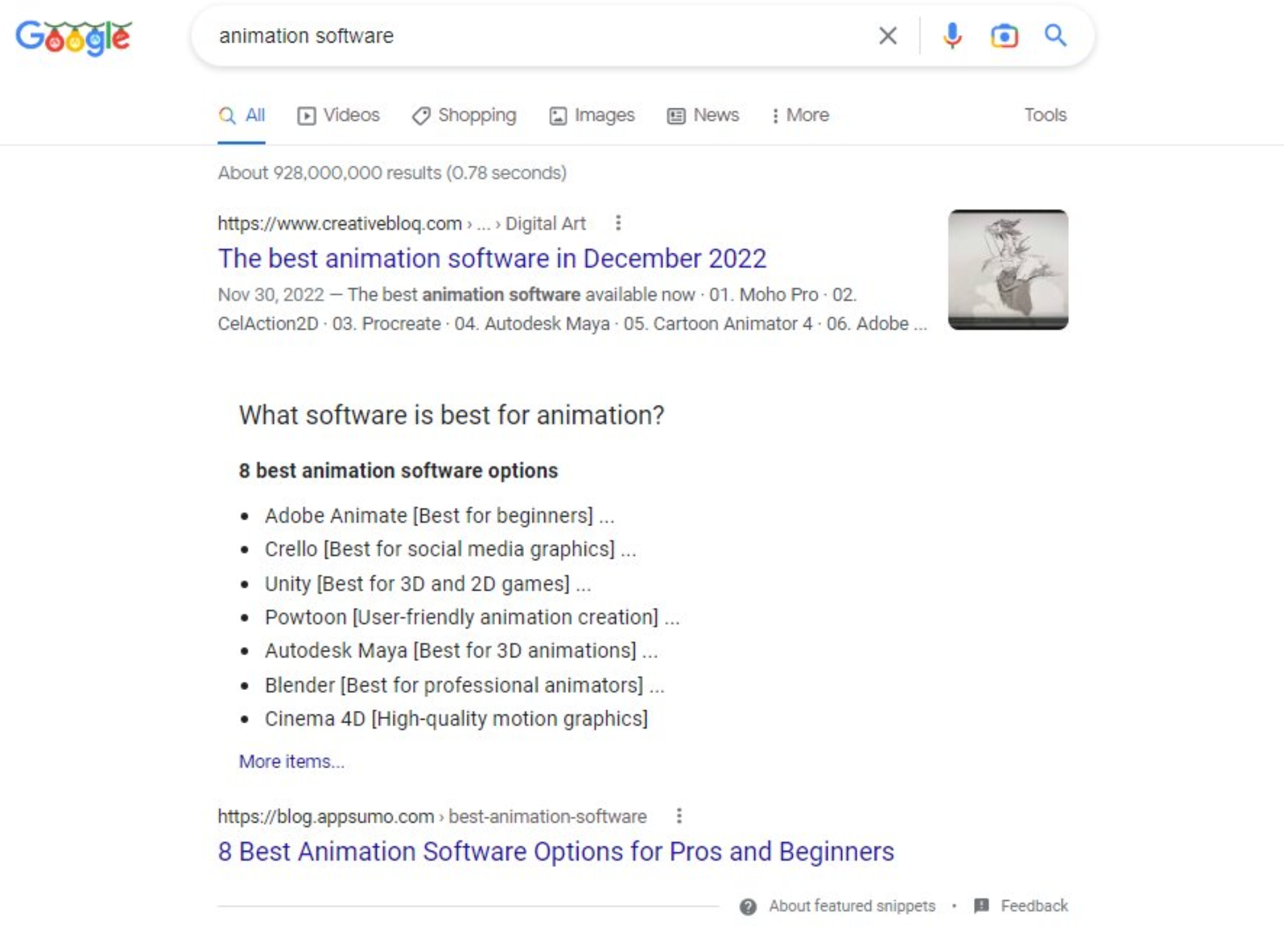 Google: Fetaured Snippet, das nicht auf Position 0 erscheint, mit Aufzählungsliste