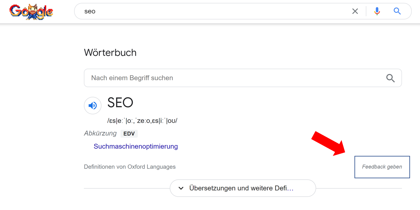 Google: Feedback-Link