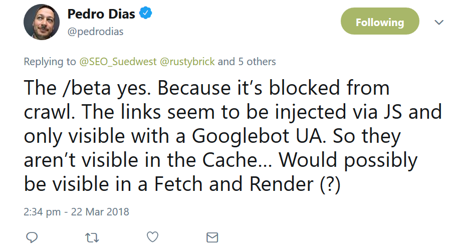 Google: Footer-Links per JavaScript eingefügt?