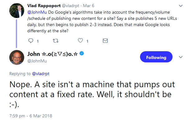 Google: Frequenz neuer Inhalte ist kein Rankingfaktor