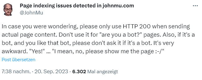 Google: Freundliche Bots nicht fragen, ob sie ein Bot sind