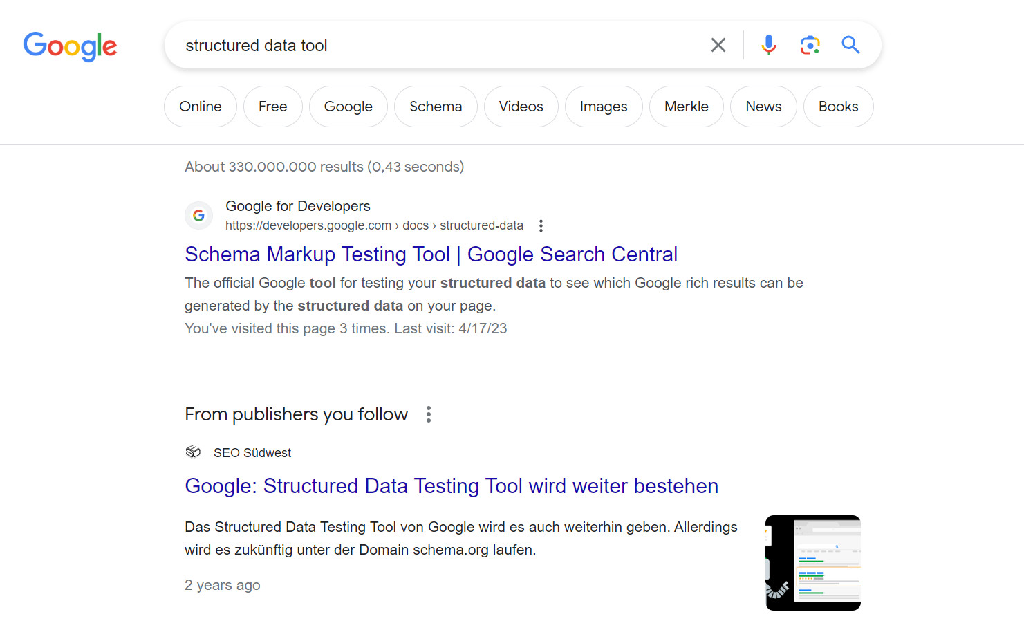 Google: From publishers you follow