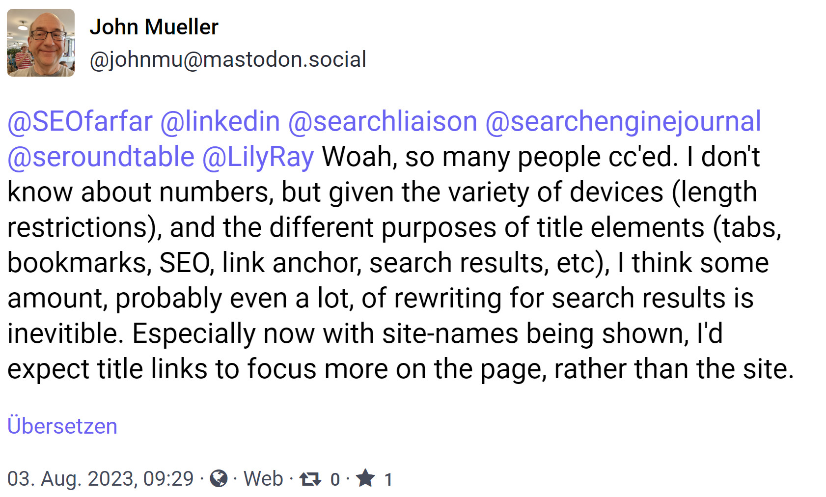 Google: Viele Änderungen von Title Links sind unvermeidbar