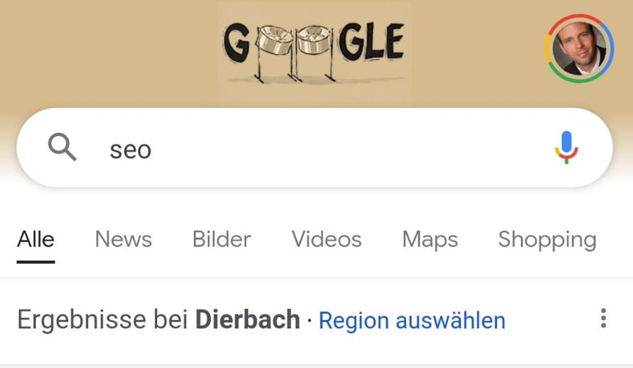 Google Header mobile Suche normal