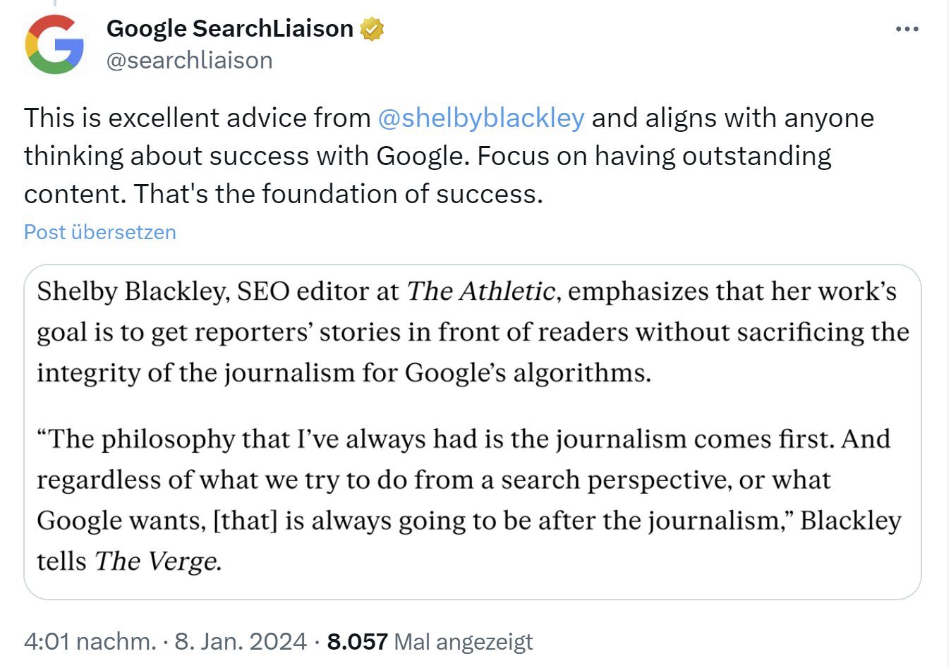 Google: Herausragender Content ist die Grundlage für den Erfolg in der Suche