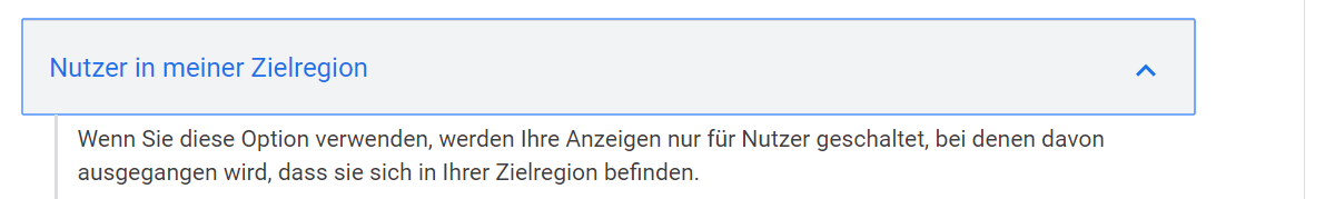Google-Hilfe für Standort-Option