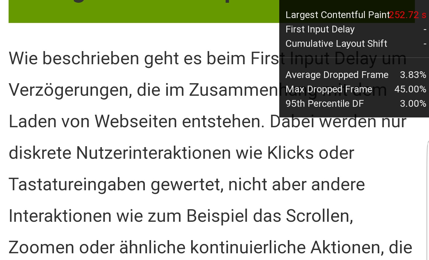Google: Hoher LCP bei langem Warten auf Klick auf ein Suchergebnis