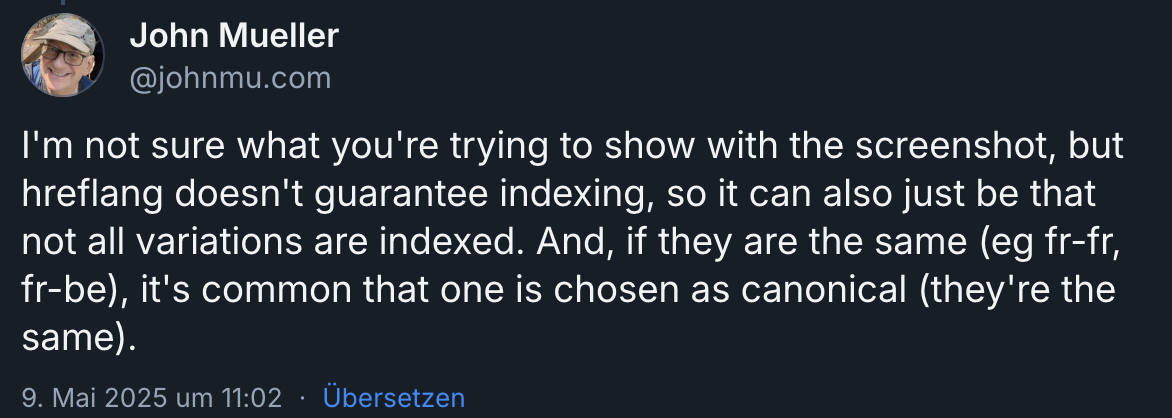 Google: Hreflang garantiert keine Indexierung