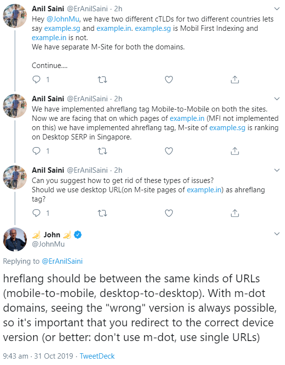 Google: hreflang immer zwischen gleichartigen URLs setzen