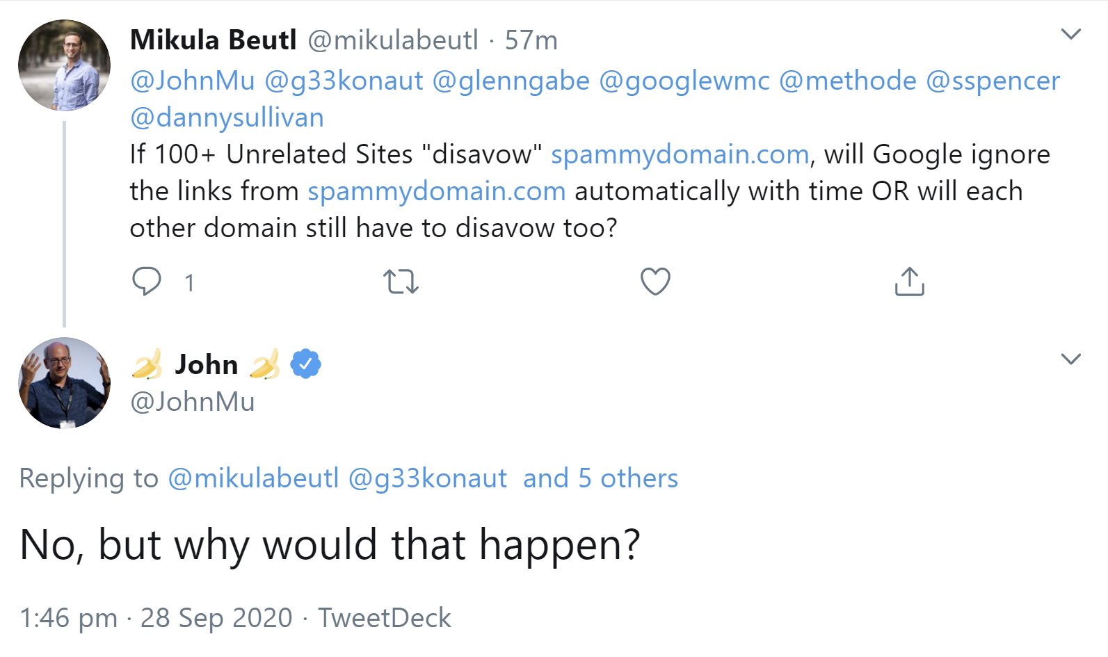 Google ignoriert Links von Domains nicht grundsätzlich, nur weil es viele Disavows gibt