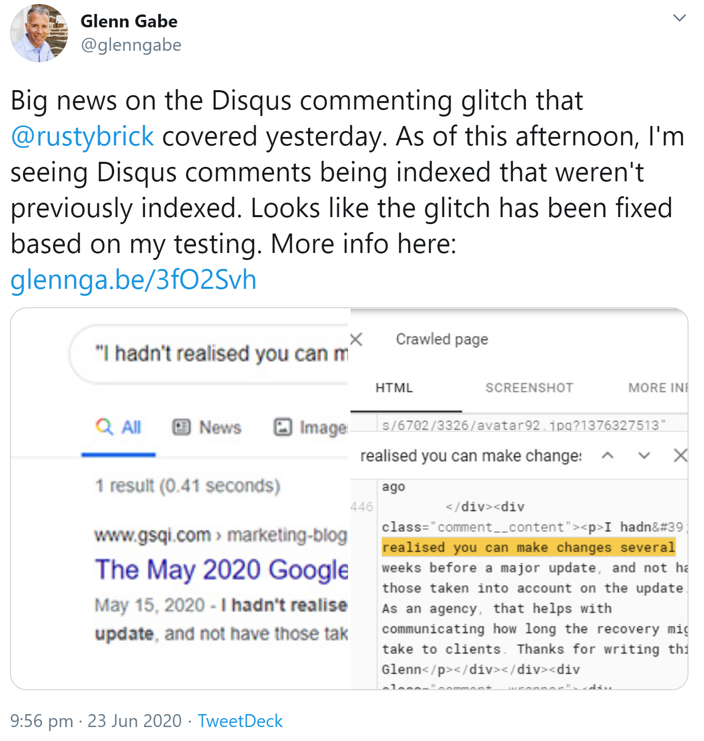 Google indexiert jetzt Disqus-Kommentare, die vorher nicht indexiert wurden