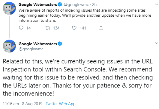 Google: Indexierungsprobleme wirken sich auch auf das URL Inspection Tool aus