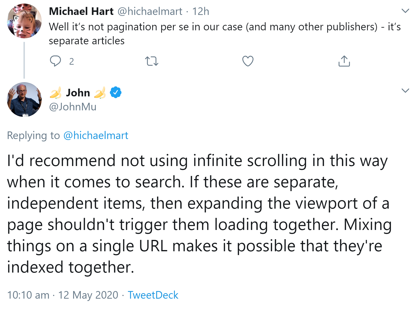 Google: Das gemeinsame Anzeigen unterschiedlicher Artikel auf einer URL kann dazu führen, dass diese gemeinsam indexiert werden