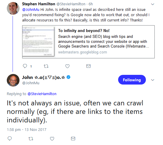 Google: Infinitive Space nicht immer ein Problem