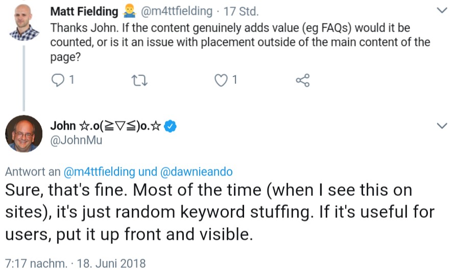 Google: Inhalte mit Mehrwert weiter oben platzieren