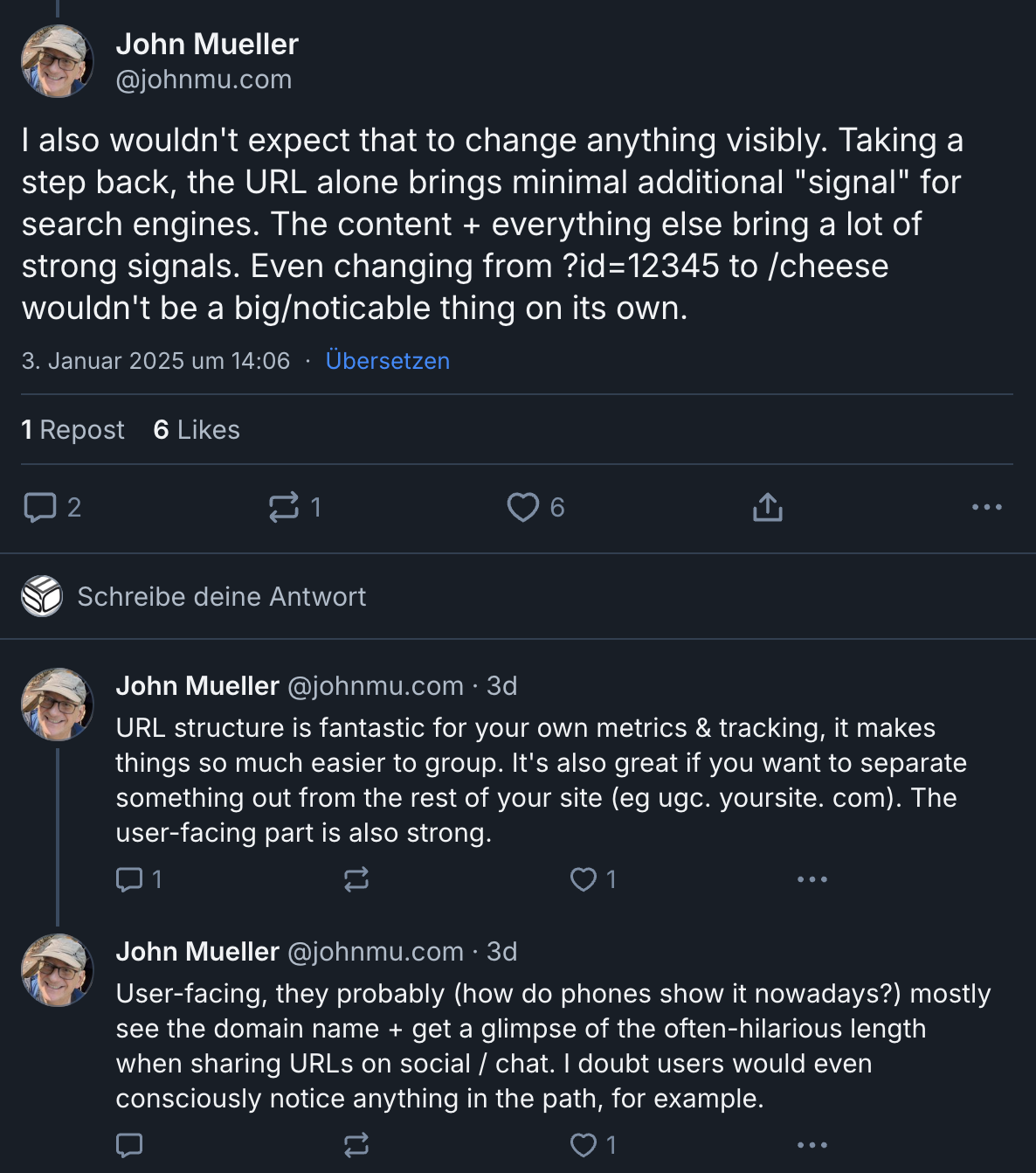 Google: Inhalte sind wichtiger als URLs - John Müller auf Bluesky