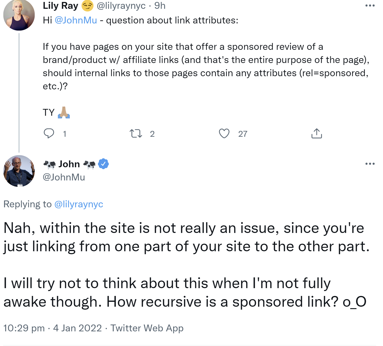 Google: Interne Links müssen nicht mit 'sponsored' oder 'nofollow' gekennzeichnet werden