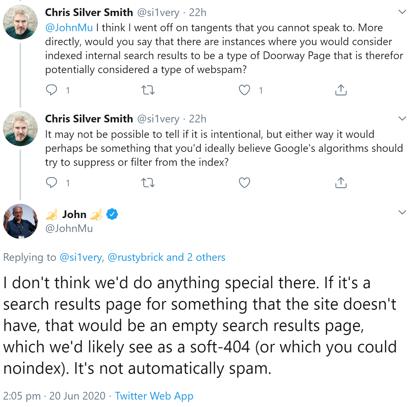 Google: Indexierte, leere Ergebnisseiten einer Site Search sind lediglich ein technisches Problem
