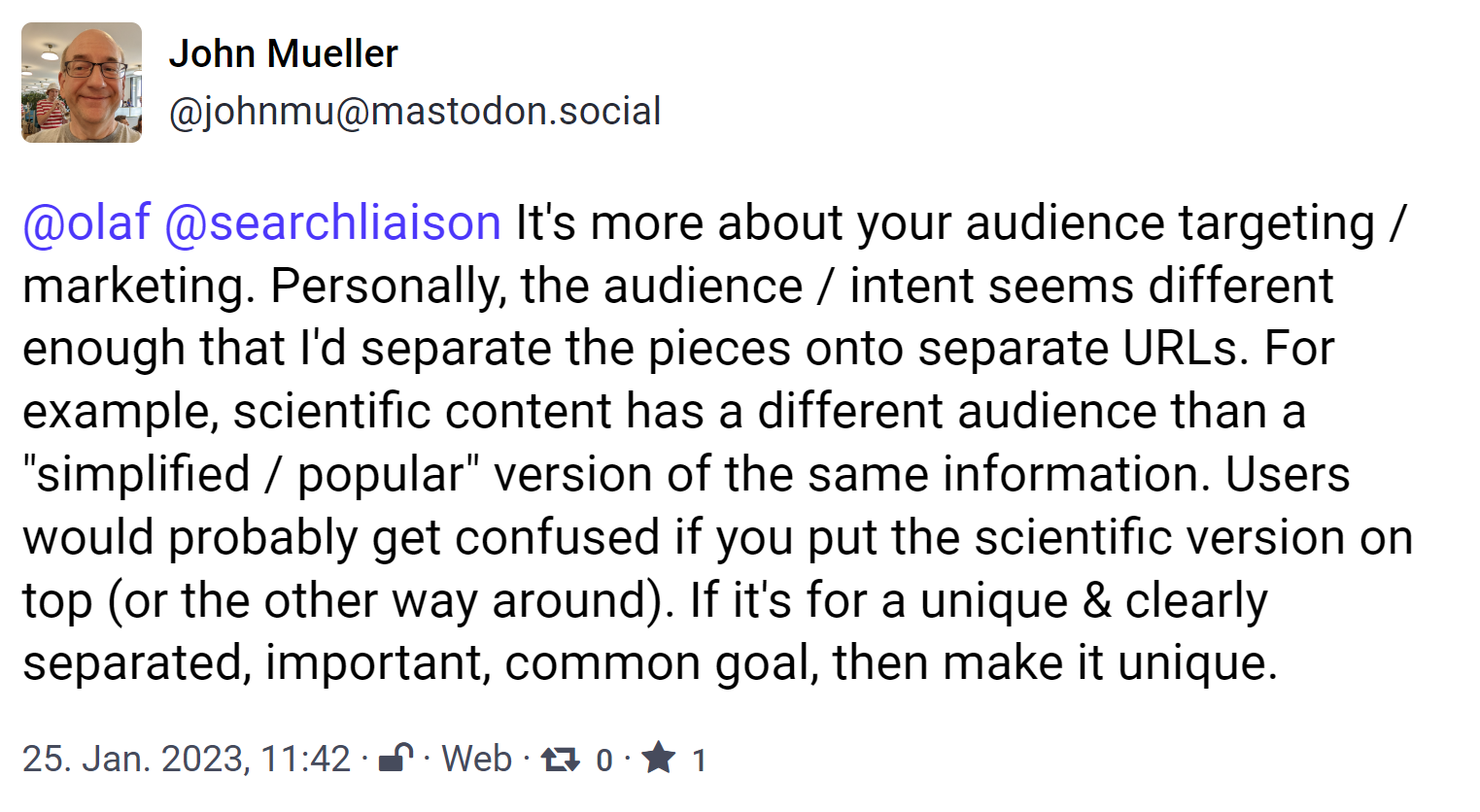 John Müller von Google zur Indexierung von einfacher Sprache