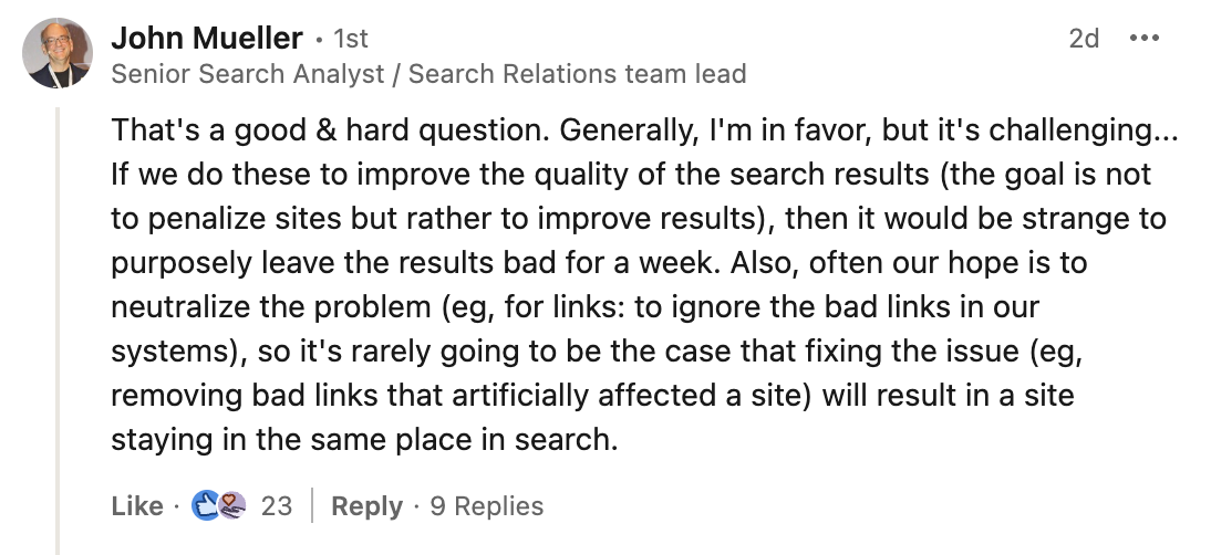 John Müller von Google zu Vorwarnungen wegen Manueller Maßnahmen