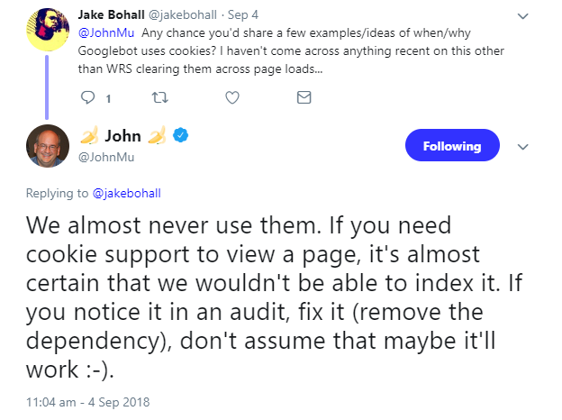 Google kann Inhalte, die Cookies erfordern, wohl doch nicht indexieren