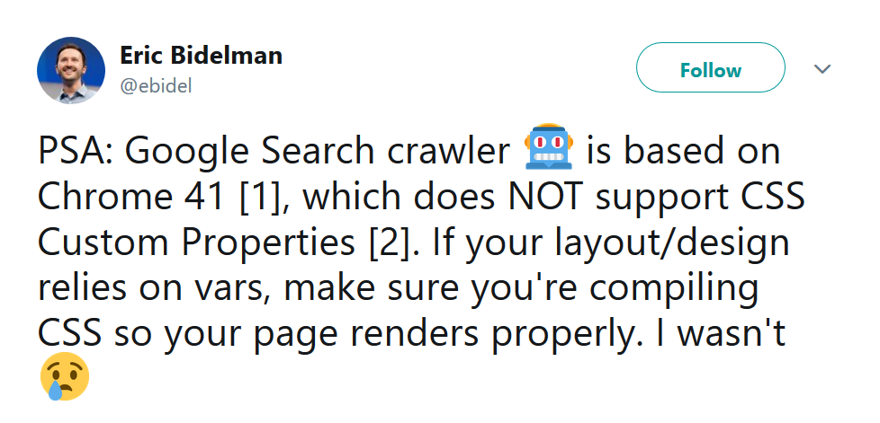 Google kann keine CSS-Properties verarbeiten