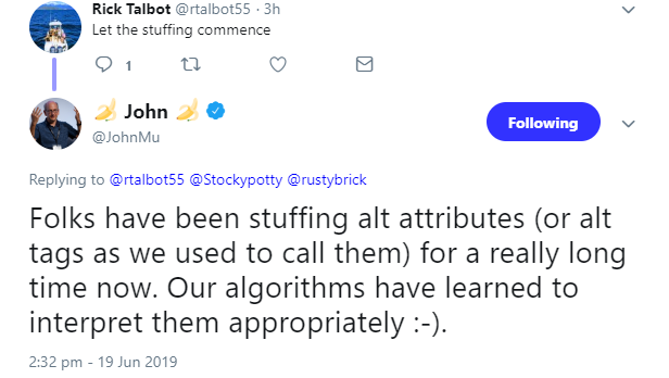 Google kann mit Keyword-Stuffing in Alt-Attributen umgehen