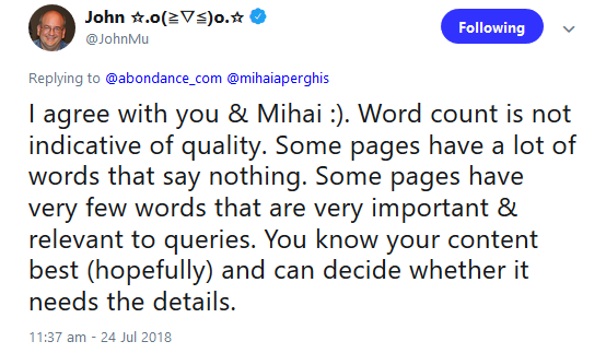 Google: kein zwingender Zusammenhang zwischen Wortanzahl und Qualität der Inhalte