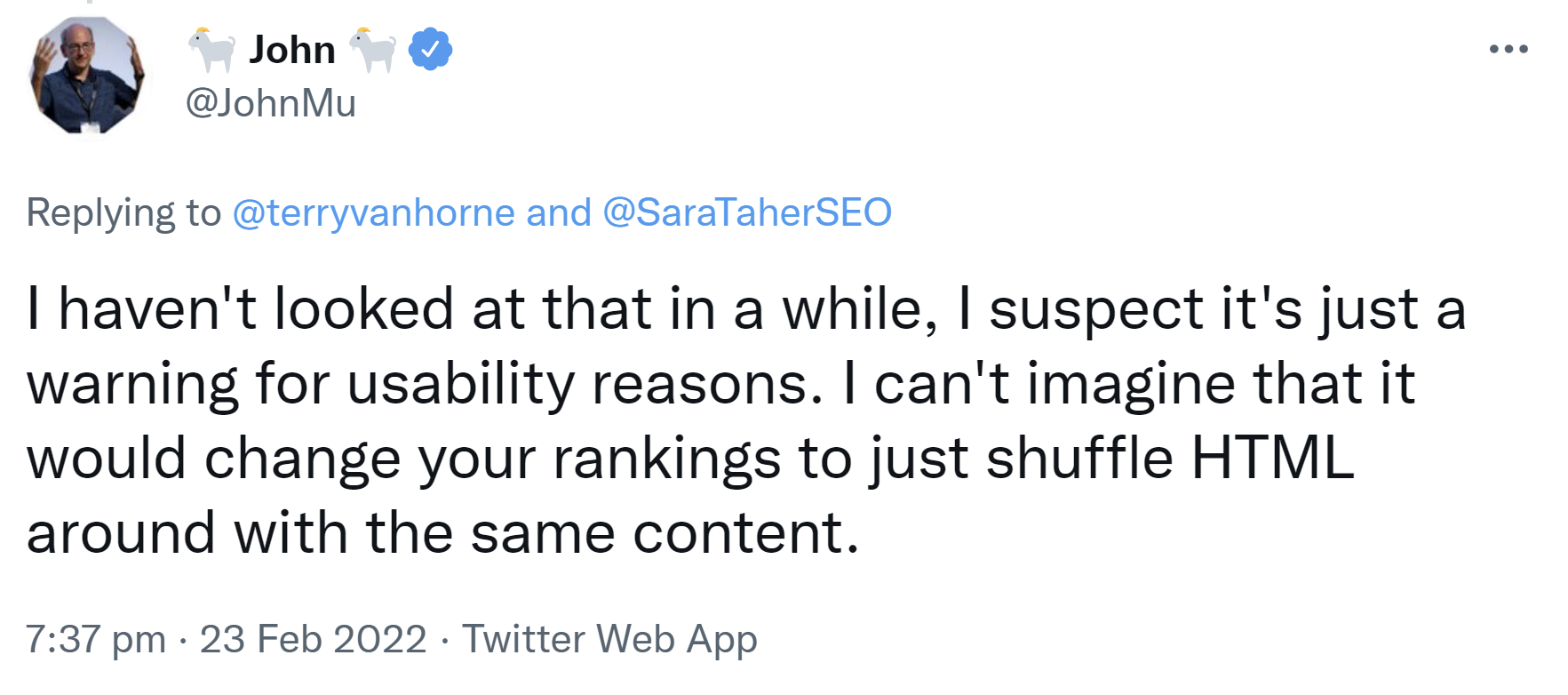 Google: keine Änderungen der Rankings durch Verschiebungen im HTML-Code