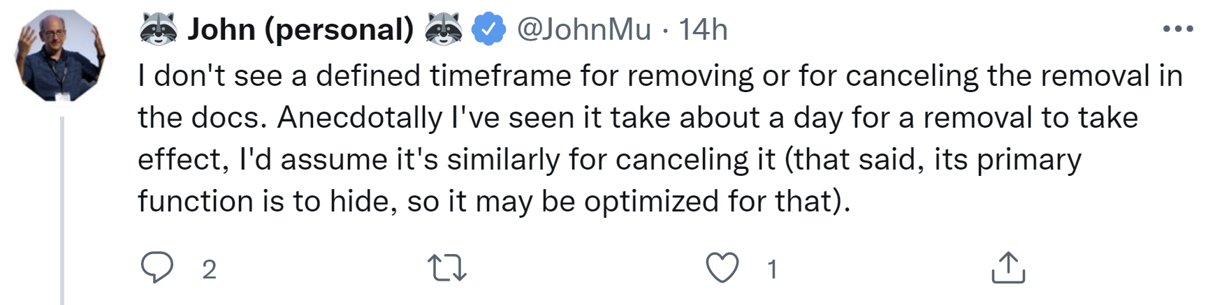 Google: keine feste Dauer zum Entfernen eines URL Removal Requests
