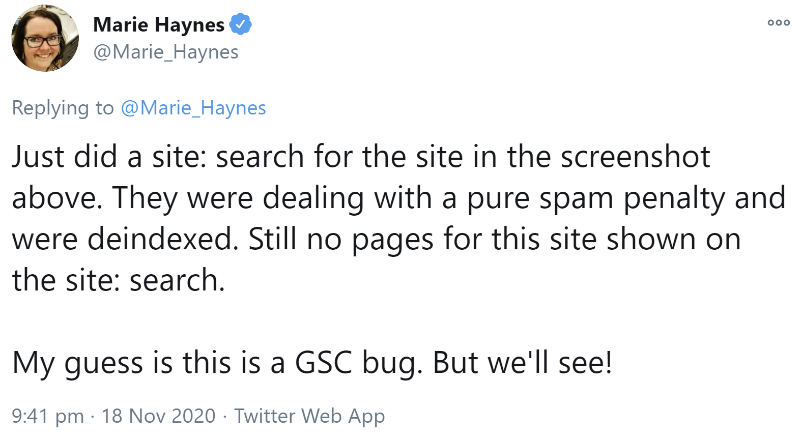 Google: Kein Ergebnis bei Site-Abfrage deutet auf manuelle Maßnahme hin