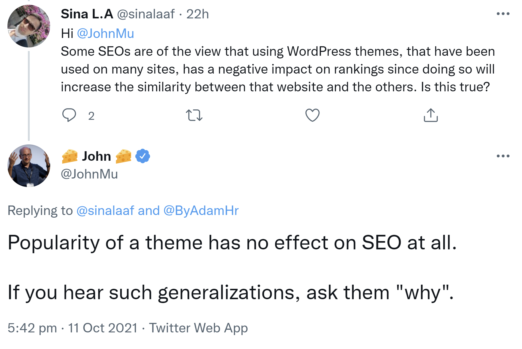 Google: keine SEO-Probleme durch Verwendung eines populären Templates